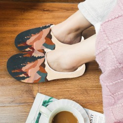 Landscape mountain sunset Women's Non-Slip Cotton Slippers (Model 0602)