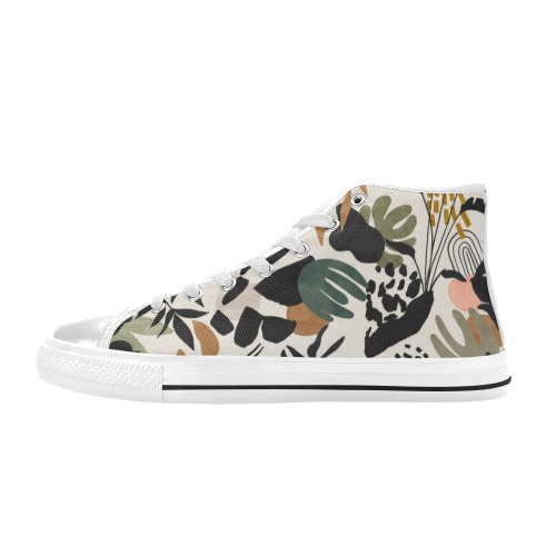 Modern simple jungle 50 Women's Classic High Top Canvas Shoes (Model 017)