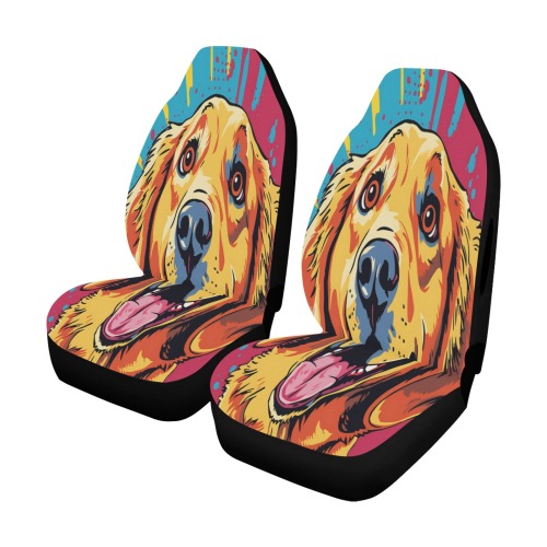 Golden Retriever Pop Art Car Seat Cover Airbag Compatible (Set of 2)