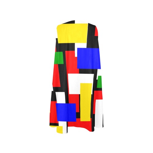 Yellow, Red, Blue and Green Geometric Blocks Sleeveless A-Line Pocket Dress (Model D57)