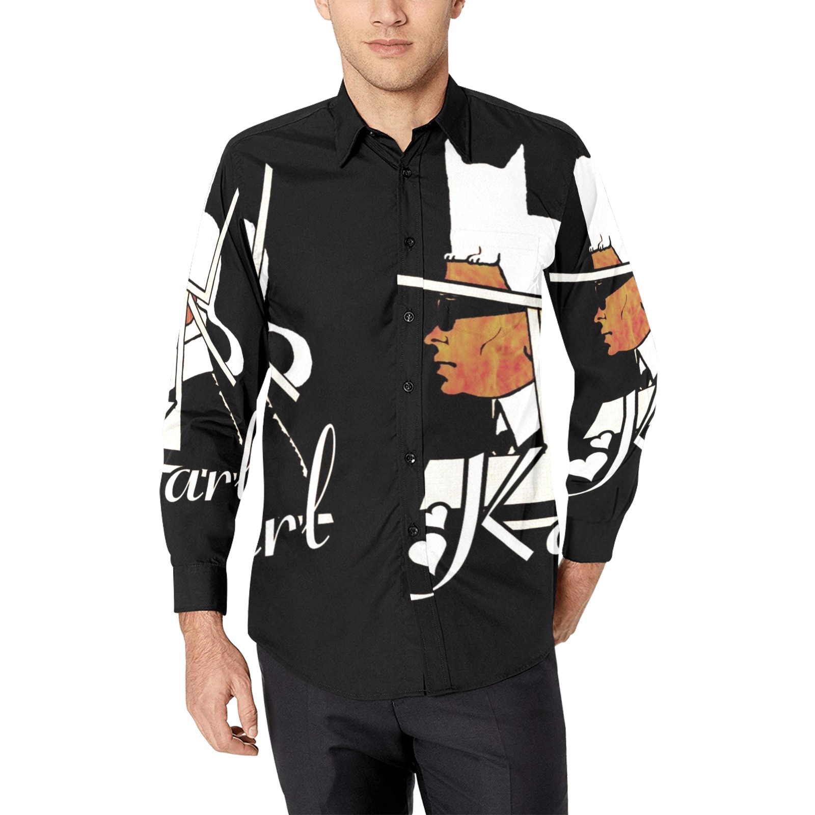 Karl Lagerfeld 2 Pop Art by Nico Bielow Men's All Over Print Casual Dress Shirt (Model T61)