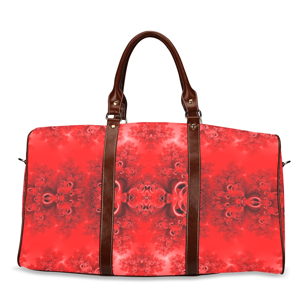 Fiery Red Rose Garden Frost Fractal Waterproof Travel Bag/Small (Model 1639)