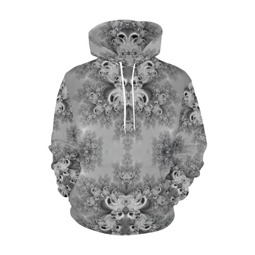 Cloudy Day in the Garden Frost Fractal All Over Print Hoodie for Women (USA Size) (Model H13)
