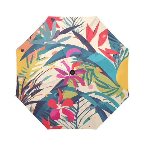 Glamour boho art of tropical flowers and plants. Auto-Foldable Umbrella (Model U04)