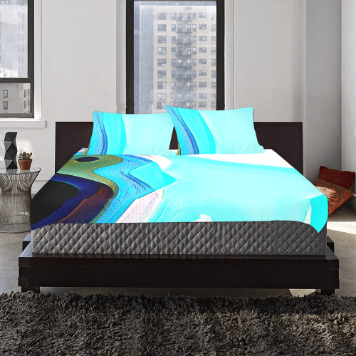 Blue Abstract Art 328 3-Piece Bedding Set