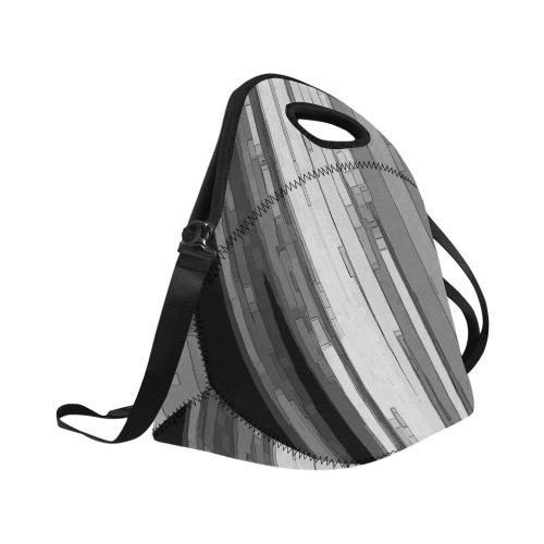 Greyscale Abstract B&W Art Neoprene Lunch Bag/Large (Model 1669)