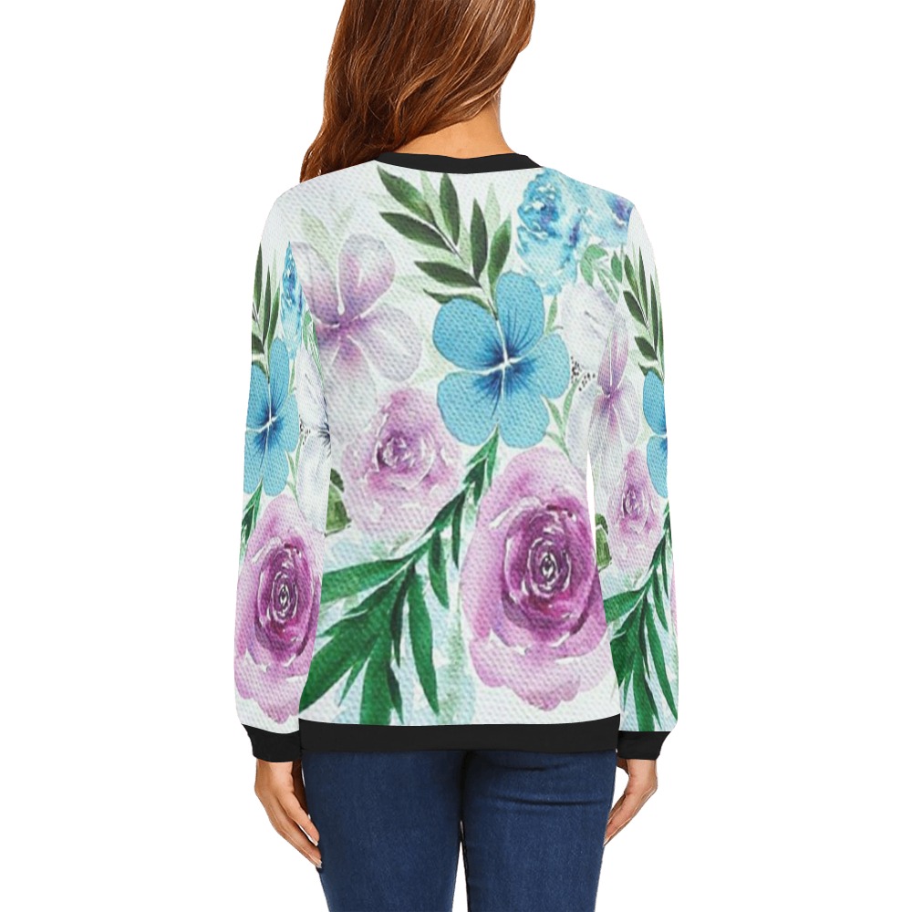 floral All Over Print Crewneck Sweatshirt for Women (Model H18)