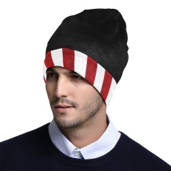 Patriotic USA Flag / Black All Over Print Beanie for Adults