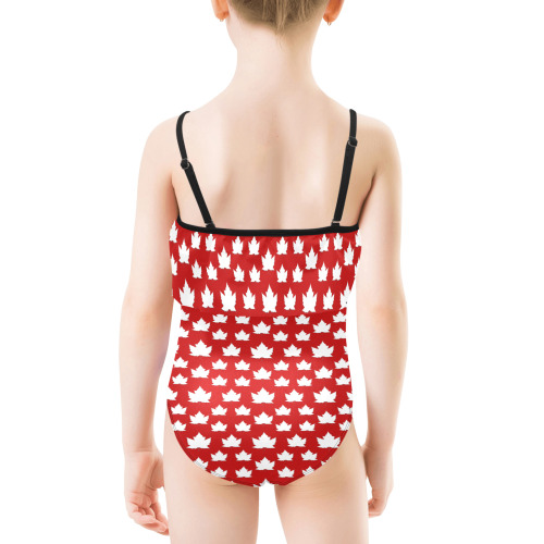 Cute Canada Kid's Bathing Suit Kids' Spaghetti Strap Ruffle Swimsuit (Model S26)