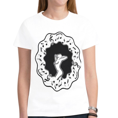 white New All Over Print T-shirt for Women (Model T45)