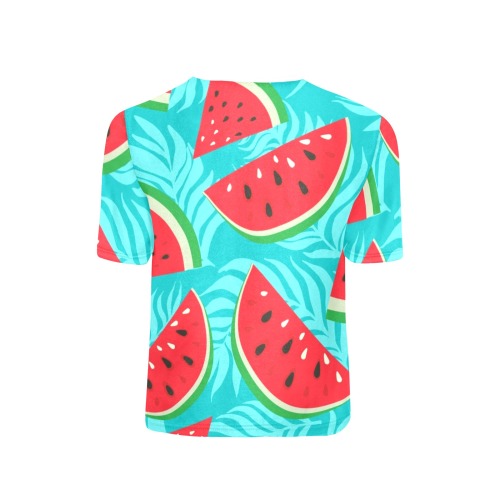I Love Watermelon Little Girls' All Over Print Crew Neck T-Shirt (Model T40-2)