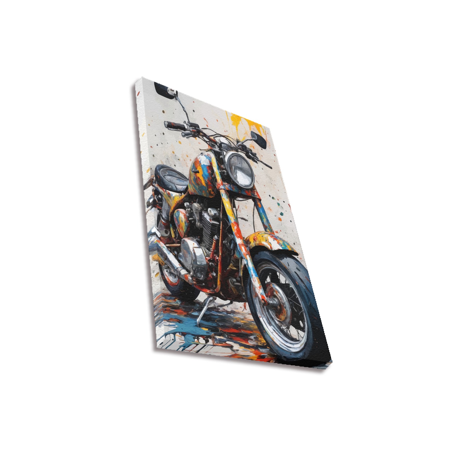 Cool vintage motorbike and splatters of colors art Upgraded Canvas Print 12"x18"