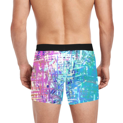Grunge Urban Graffiti Pink Turquoise Paint Splatter Texture Men's Boxer Briefs with Inner Pocket (Model L34)