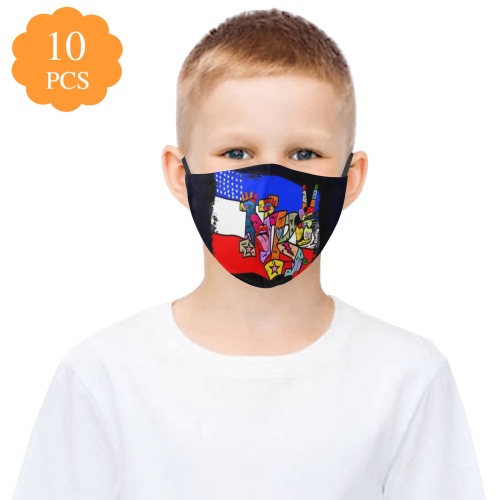 USA NB Pop Art by Nico Bielow 3D Mouth Mask with Drawstring (Pack of 10 & 20 Filters Included) (Model M04)