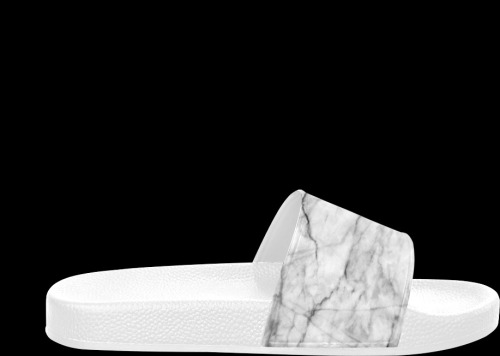 White gray marble texture Men's Slide Sandals (Model 057)