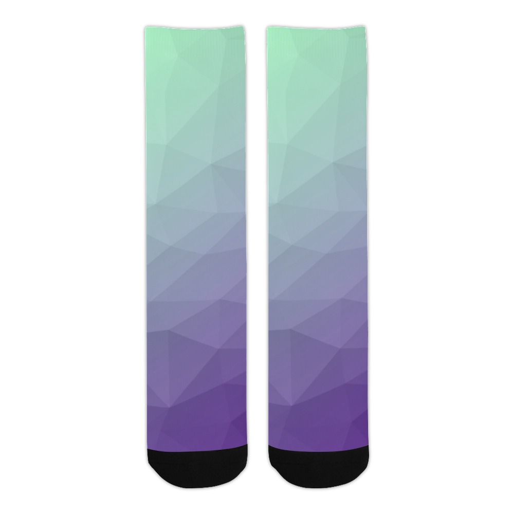 Purple green ombre gradient geometric mesh pattern Trouser Socks