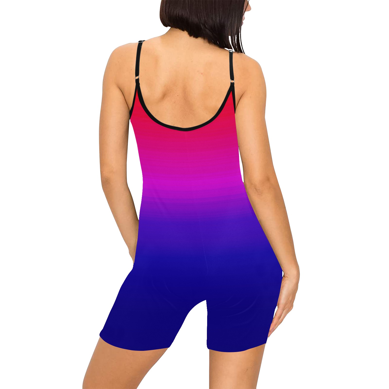pink and blue Women's Short Yoga Bodysuit
