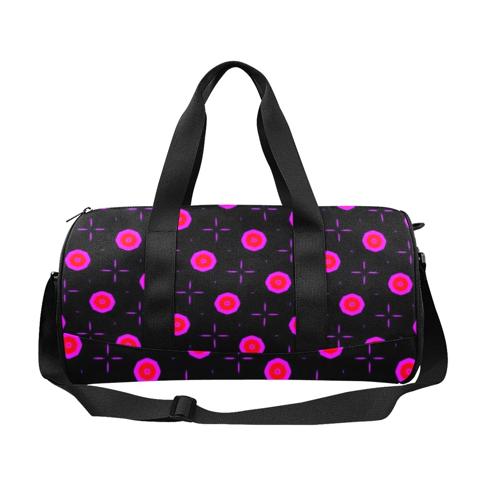 Pink Dots on Black Duffle Bag (Model 1679)
