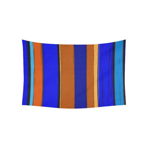 Abstract Blue And Orange 930 Cotton Linen Wall Tapestry 60"x 40"
