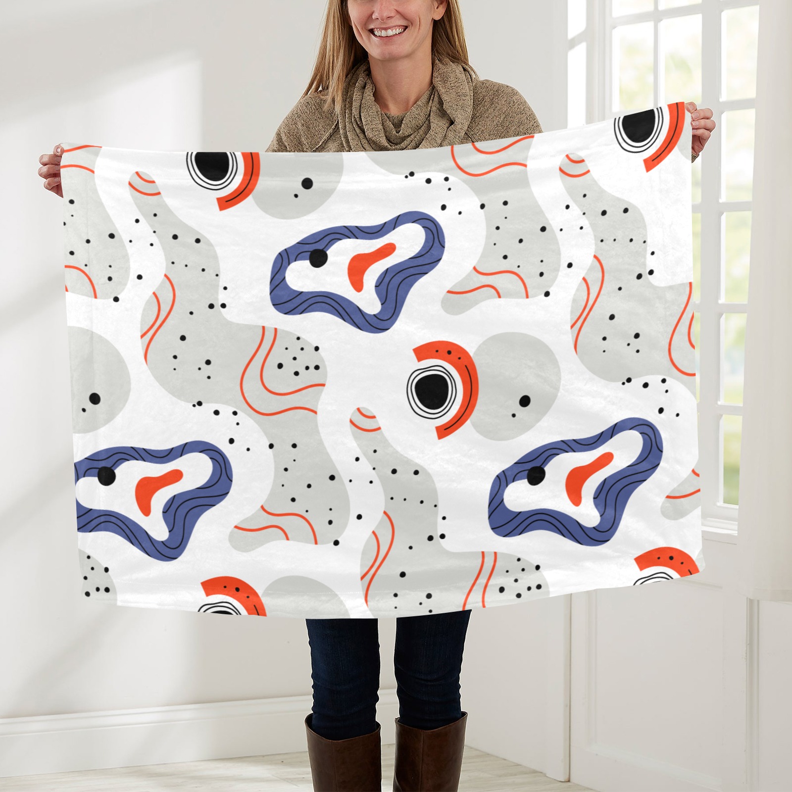 Elegant Abstract Mid Century Pattern Baby Blanket 30"x40"