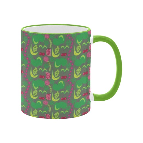 Green&Fruity Pattern Custom Edge Color Mug (11oz)