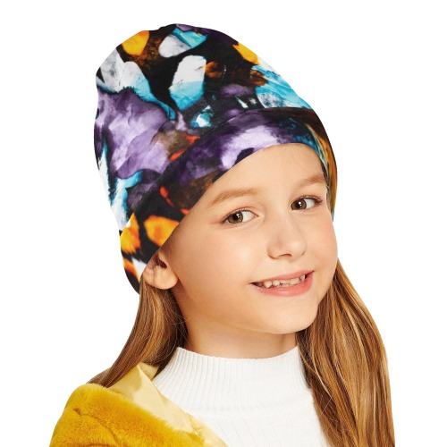 Colorful dark brushes abstract All Over Print Beanie for Kids