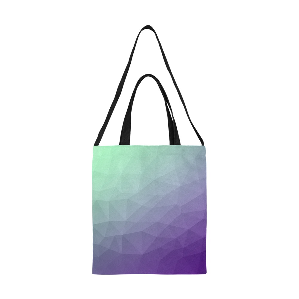 Purple green ombre gradient geometric mesh pattern All Over Print Canvas Tote Bag/Medium (Model 1698)