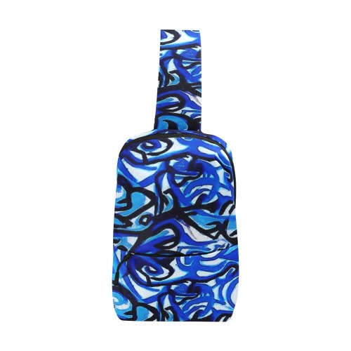 Blue Abstract Graffiti Chest Bag (Model 1678)