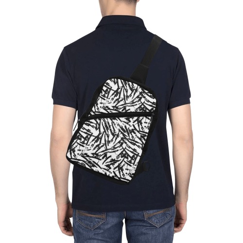 Brush Stroke Black and White Men's Chest Bag (Model 1726)