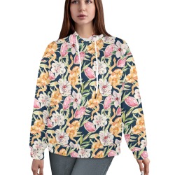 Snake in the flowery watermelon Women's All Over Print Hoodie (Model H61)