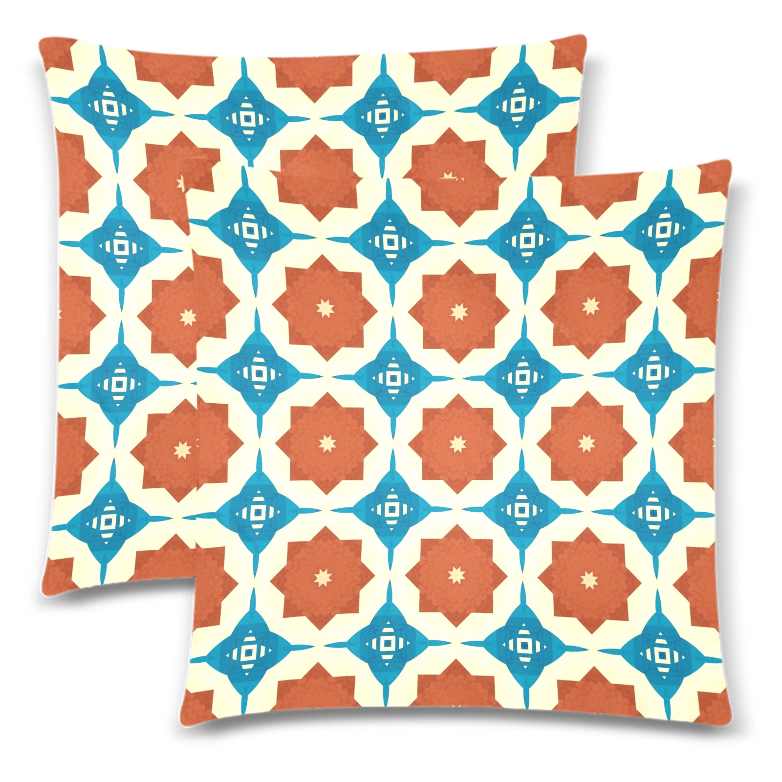Bright Mid Century Mod Pillowcase Custom Zippered Pillow Cases 18"x 18" (Twin Sides) (Set of 2)