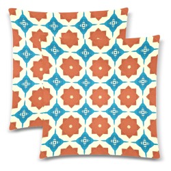 Bright Mid Century Mod Pillowcase Custom Zippered Pillow Cases 18"x 18" (Twin Sides) (Set of 2)