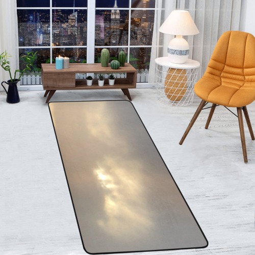 Cloud Collection Area Rug with Black Binding  7'x3'3''
