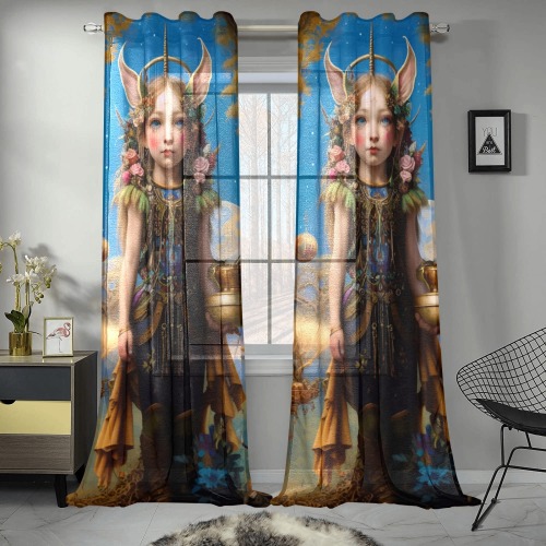menina duende_vectorized Gauze Curtain 28"x95" (Two-Piece)