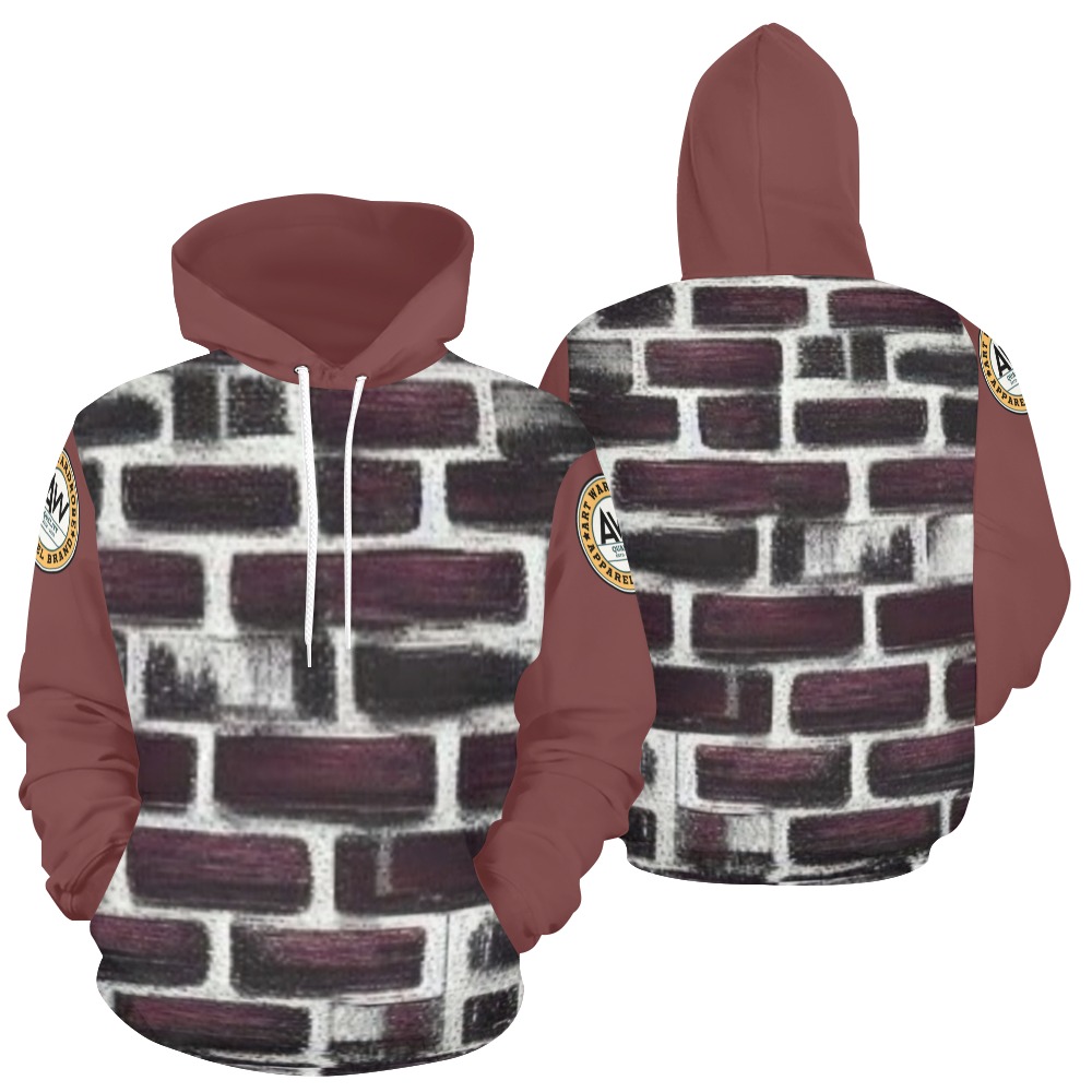 burgundy bricks All Over Print Hoodie for Men (USA Size) (Model H13)