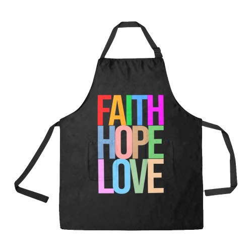 Faith, hope, love colorful text typography art. All Over Print Apron