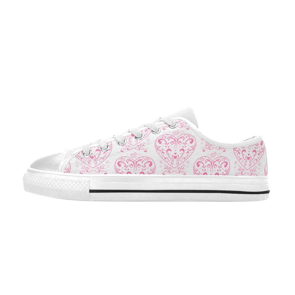 Ornamental Valentine's Day Heart Women's Classic Canvas Shoes (Model 018)