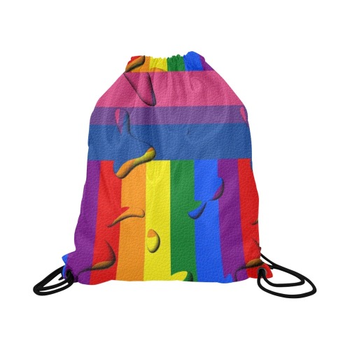Bisexual Pride Flag Pop Art by Nico Bielow Large Drawstring Bag Model 1604 (Twin Sides)  16.5"(W) * 19.3"(H)
