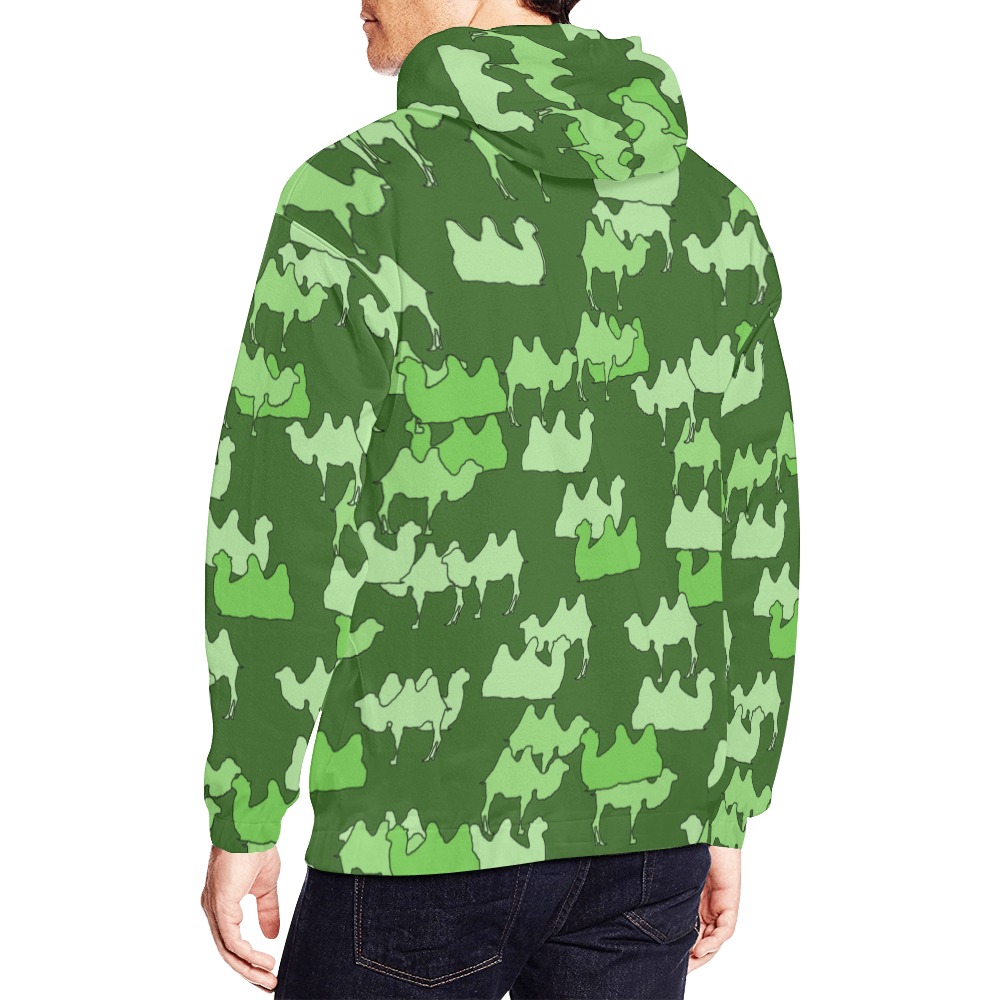 camouflaged Camels green All Over Print Hoodie for Men (USA Size) (Model H13)