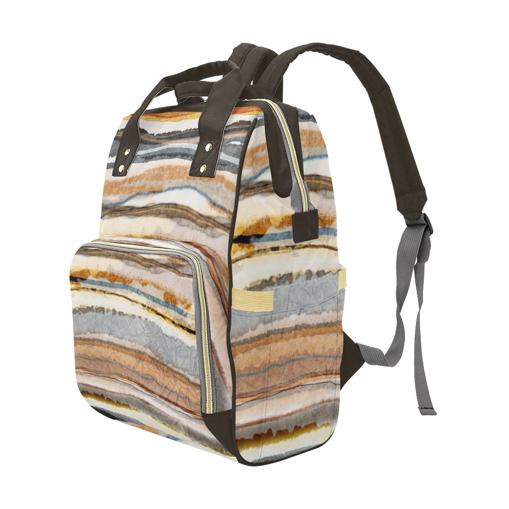 Abstract Agate Stripe Multi-Function Diaper Backpack/Diaper Bag (Model 1688)