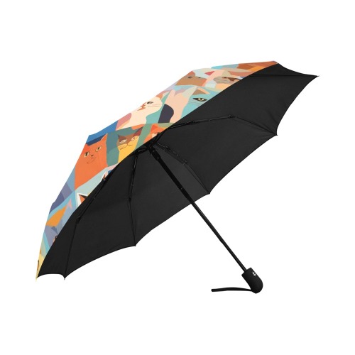 Abstract pop art of funny colorful cats. Anti-UV Auto-Foldable Umbrella (U09)