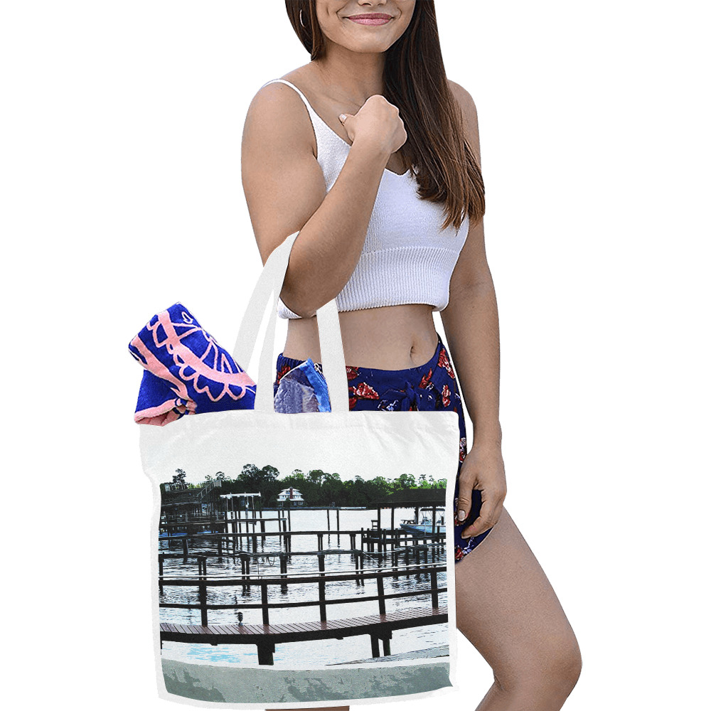 Docks On The River 7580 Canvas Tote Bag/Large (Model 1702)