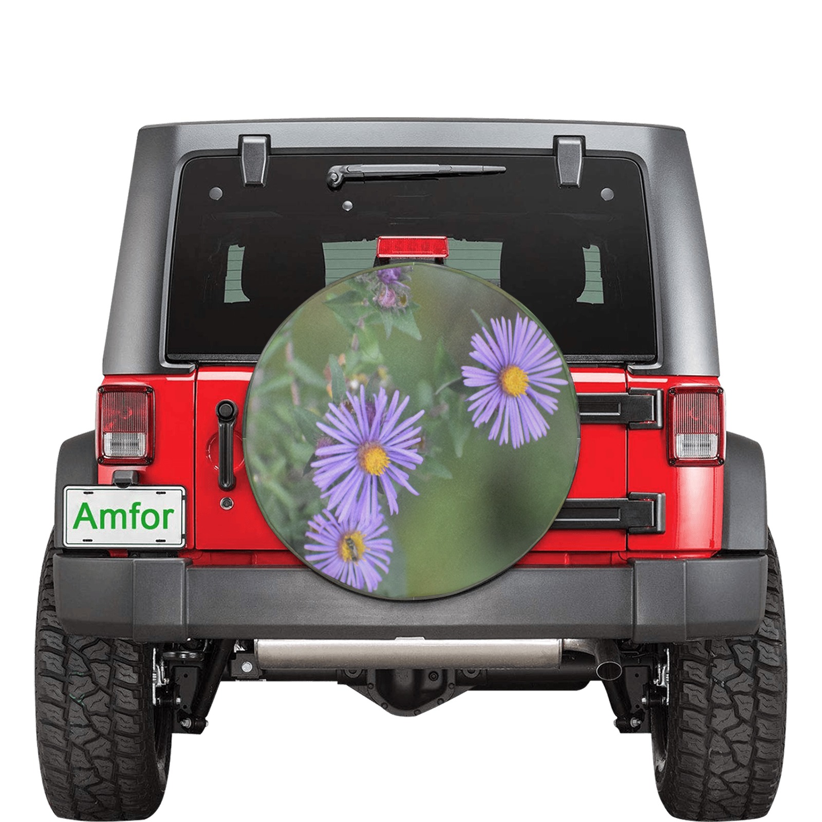 Purple Flowers 30 Inch Spare Tire Cover