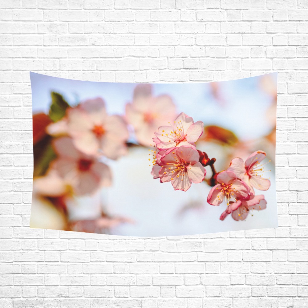Stunning natural composition of sakura flowers. Polyester Peach Skin Wall Tapestry 90"x 60"