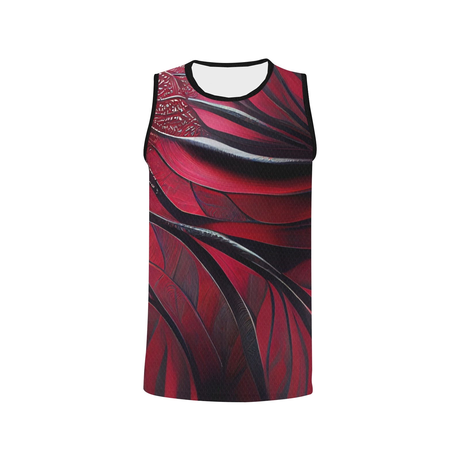red and black curved pattern 3 All Over Print Basketball Jersey