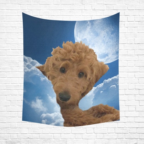 Dog Golden Doodle Cotton Linen Wall Tapestry 51"x 60"