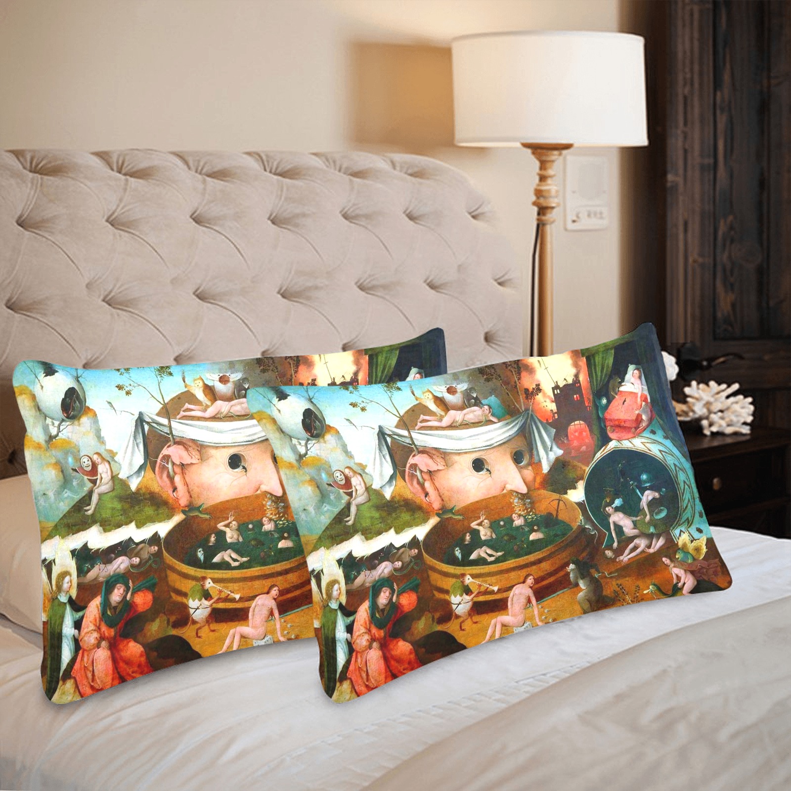 Hieronymus Bosch-The Vision of Tondal Custom Pillow Case 20"x 30" (One Side) (Set of 2)