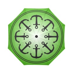 Anchors on Lime Green Auto-Foldable Umbrella (Model U04)