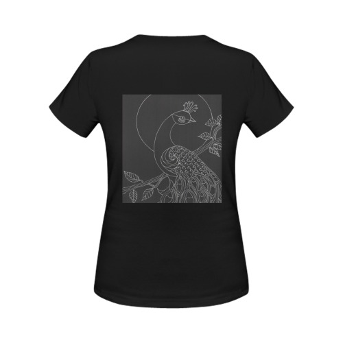 Peacock Moon Women's T-Shirt in USA Size (Two Sides Printing)