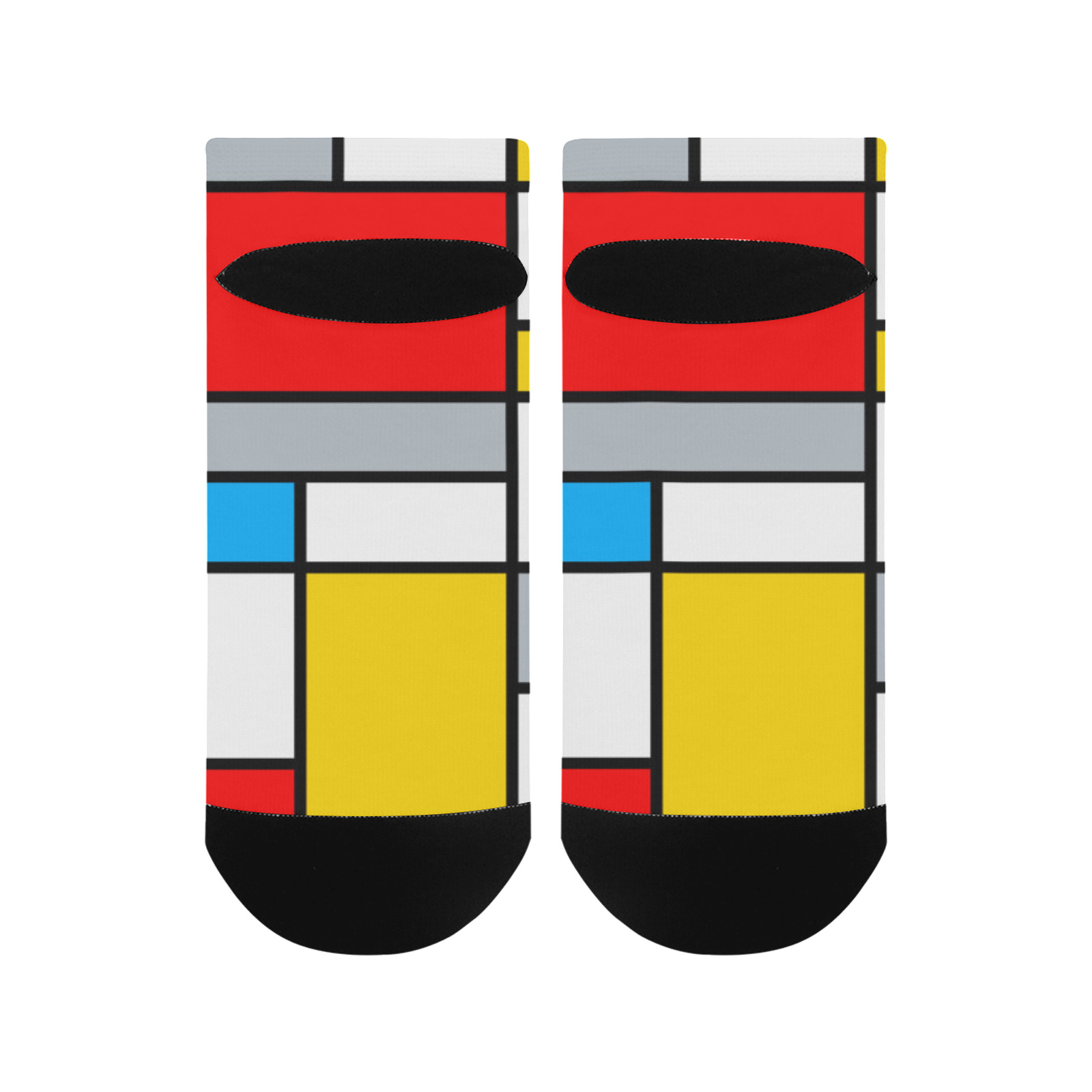 Mondrian Style Color Composition Geometric Retro Art Men's Ankle Socks